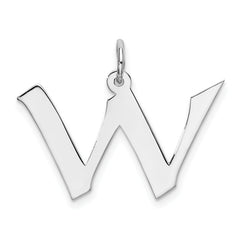 Sterling Silver Rhodium-plated Artisan Block Letter W Initial Charm