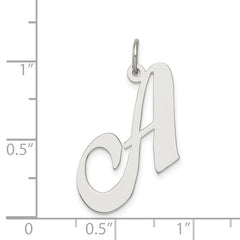 Sterling Silver 925 Large Initial A Pendant with Rhodium Finish