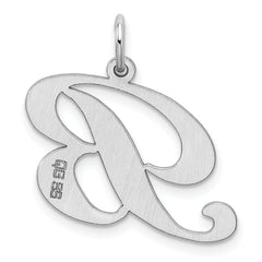 Sterling Silver Rhodium-Plated Script B Initial Charm Elegant Jewelry