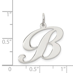 Sterling Silver Rhodium-Plated Script B Initial Charm Elegant Jewelry