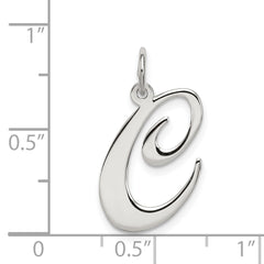 Sterling Silver Script Initial C Charm with Rhodium Plating