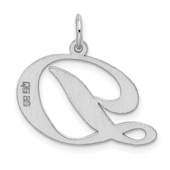 Sterling Silver Initial D Pendant Large Rhodium-Plated Elegant Charm
