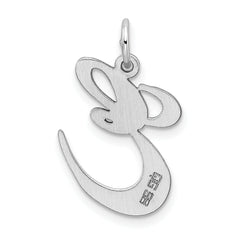 Sterling Silver 925 Rhodium-Plated Large Initial E Charm Pendant