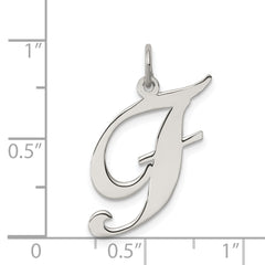 Sterling Silver Rhodium-Plated Initial F Charm Large Elegant Pendant