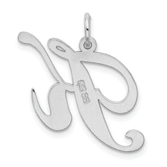 Sterling Silver 925 Initial K Charm with Rhodium Plating Elegant and Large