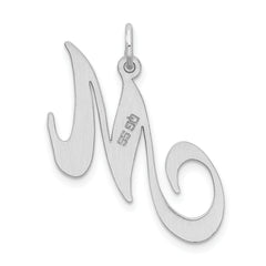 Sterling Silver Rhodium-Plated Large Initial M Charm Elegant Design