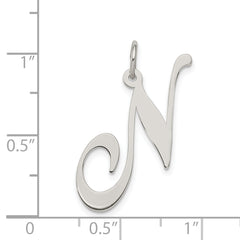 Sophia Jewelers Sterling Silver Rhodium-Plated Large Initial N Charm