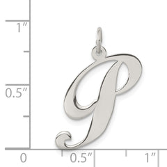 Sterling Silver 925 Initial P Charm with Rhodium Plating