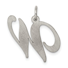 Sterling Silver Rhodium-Plated Initial W Charm with Elegant Script Design