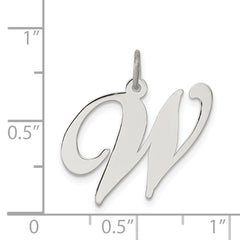 Sterling Silver Rhodium-Plated Initial W Charm with Elegant Script Design