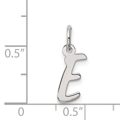 Sterling Silver 925 Initial E Charm with Rhodium Elegant Finish