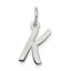 Sterling Silver Rhodium-plated Letter K Initial Charm