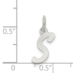 Sterling Silver 925 Rhodium-Plated Initial S Charm for Elegant Style