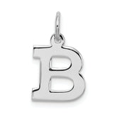 Sterling Silver Rhodium-plated Block Letter B Initial Charm