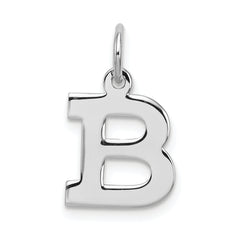 Sterling Silver Rhodium-plated Block Letter B Initial Charm