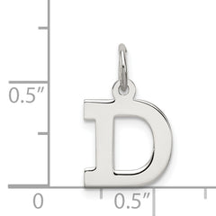 Sterling Silver Rhodium Block Letter D Charm Elegant Small Pendant
