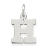 Sterling Silver Rhodium-plated Block Letter H Initial Charm