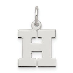 Sterling Silver Rhodium-plated Block Letter H Initial Charm