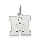 Sterling Silver Rhodium-plated Block Letter M Initial Charm