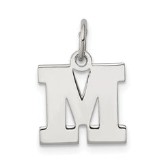 Sterling Silver Rhodium-plated Block Letter M Initial Charm