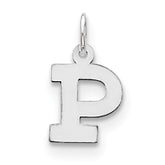 Sterling Silver Rhodium-plated Block Letter P Initial Charm