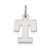 Sterling Silver Rhodium-plated Block Letter T Initial Charm