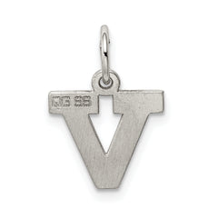 Sophia Jewelers Sterling Silver Block V Charm with Rhodium Plating