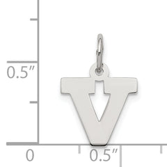 Sophia Jewelers Sterling Silver Block V Charm with Rhodium Plating