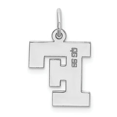 Sterling Silver Rhodium-Plated F Initial Charm Elegant Medium-Size Pendant