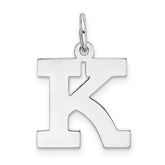 Sterling Silver Rhodium-plated Block Letter K Initial Charm