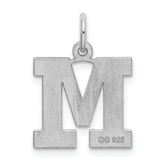 Sophia Jewelers Rhodium-Plated Sterling Silver Initial M Charm Pendant