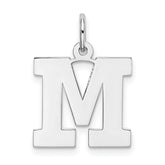 Sterling Silver Rhodium-plated Block Letter M Initial Charm