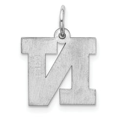 Sterling Silver 925 Initial N Charm Rhodium-Plated Elegance