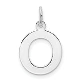 Sterling Silver Rhodium-plated Block Letter O Initial Charm