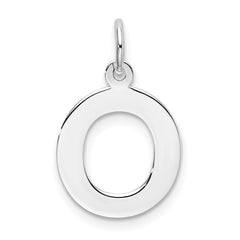 Sterling Silver Rhodium-plated Block Letter O Initial Charm