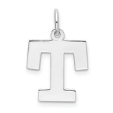 Sterling Silver Rhodium-plated Block Letter T Initial Charm