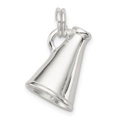 Sterling Silver 925 Megaphone Charm with Polished Rhodium Finish