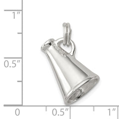 Sterling Silver 925 Megaphone Charm with Polished Rhodium Finish