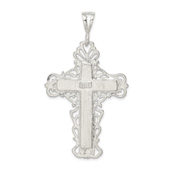 Sterling Silver 925 Crucifix Pendant with Polished Diamond-Cut Finish