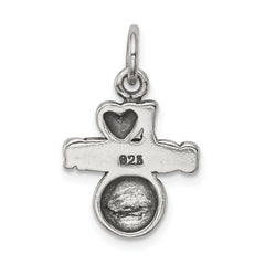 Sterling Silver 925 Soccer Charm with Polished Antique Finish