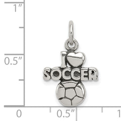 Sterling Silver 925 Soccer Charm with Polished Antique Finish