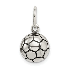 Sterling Silver 925 Soccer Ball Charm Polished Vintage Style