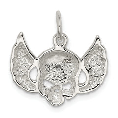 Men's Sterling Silver 925 Skull Wing Charm with Clear CZ