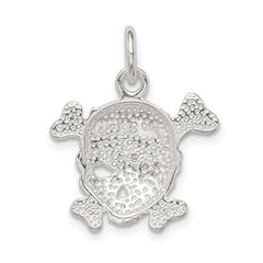Men's Sterling Silver 925 Skull Charm with Clear CZ Stones