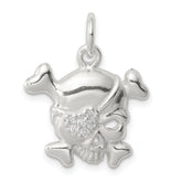 Sterling Silver CZ Skull Charm
