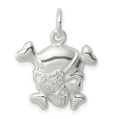 Sterling Silver CZ Skull Charm
