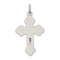 Sterling Silver 925 Budded Cross Pendant with Polished Antique Finish