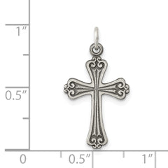 Sterling Silver 925 Cross Charm with Polished Antiqued Finish