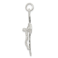 925 Sterling Silver Polished Crucifix Pendant with Anti-Tarnish Finish