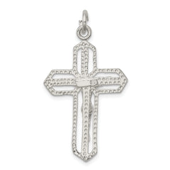 925 Sterling Silver Polished Crucifix Pendant with Anti-Tarnish Finish